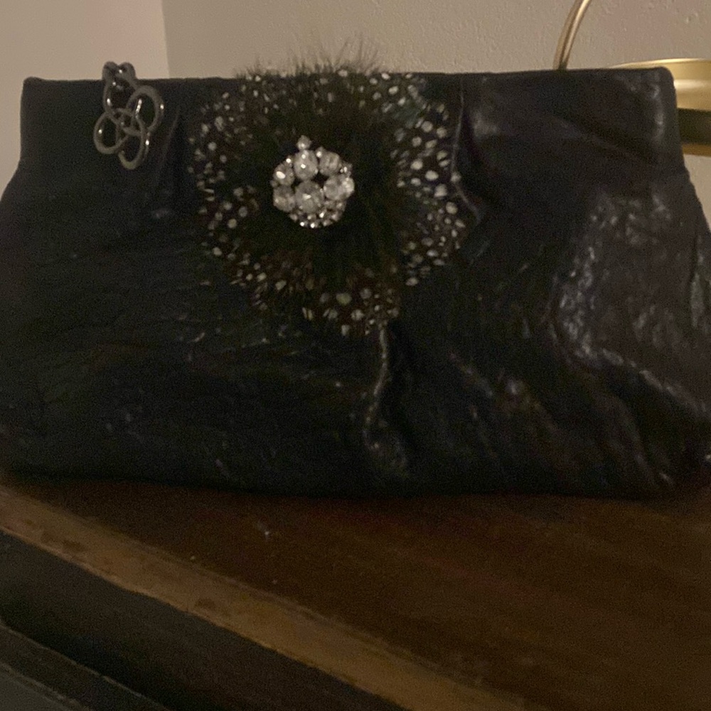 Stella & Dot clutch with removable broach/pin.